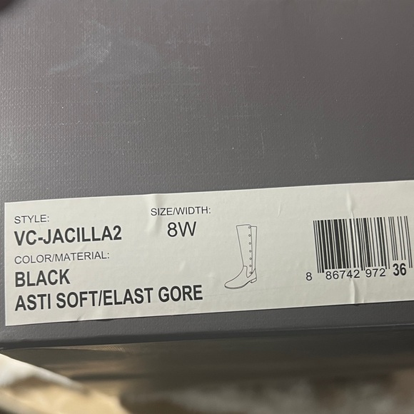 Vince Camuto Black Knee-High Boots with Gold Button Trim - Picture 8 of 8